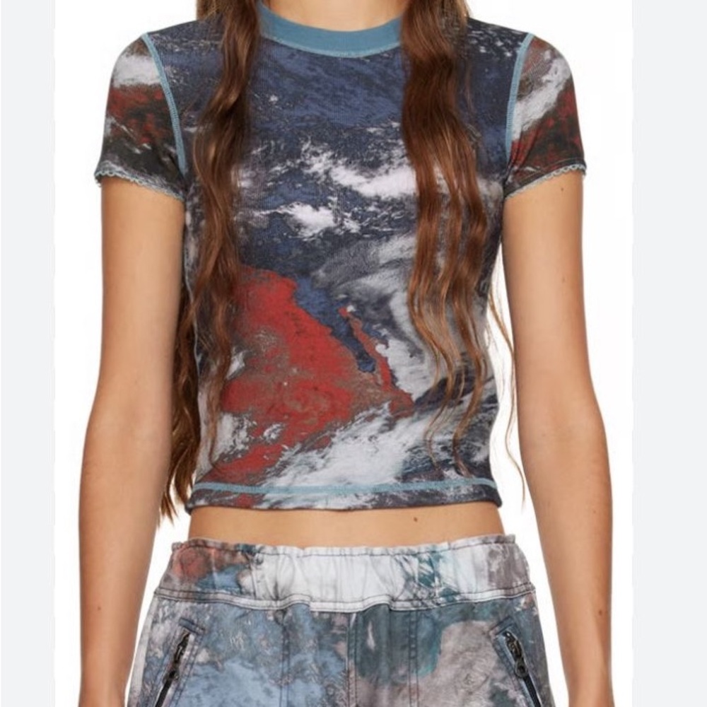 Diesel Multicolor Abstract Crop Top